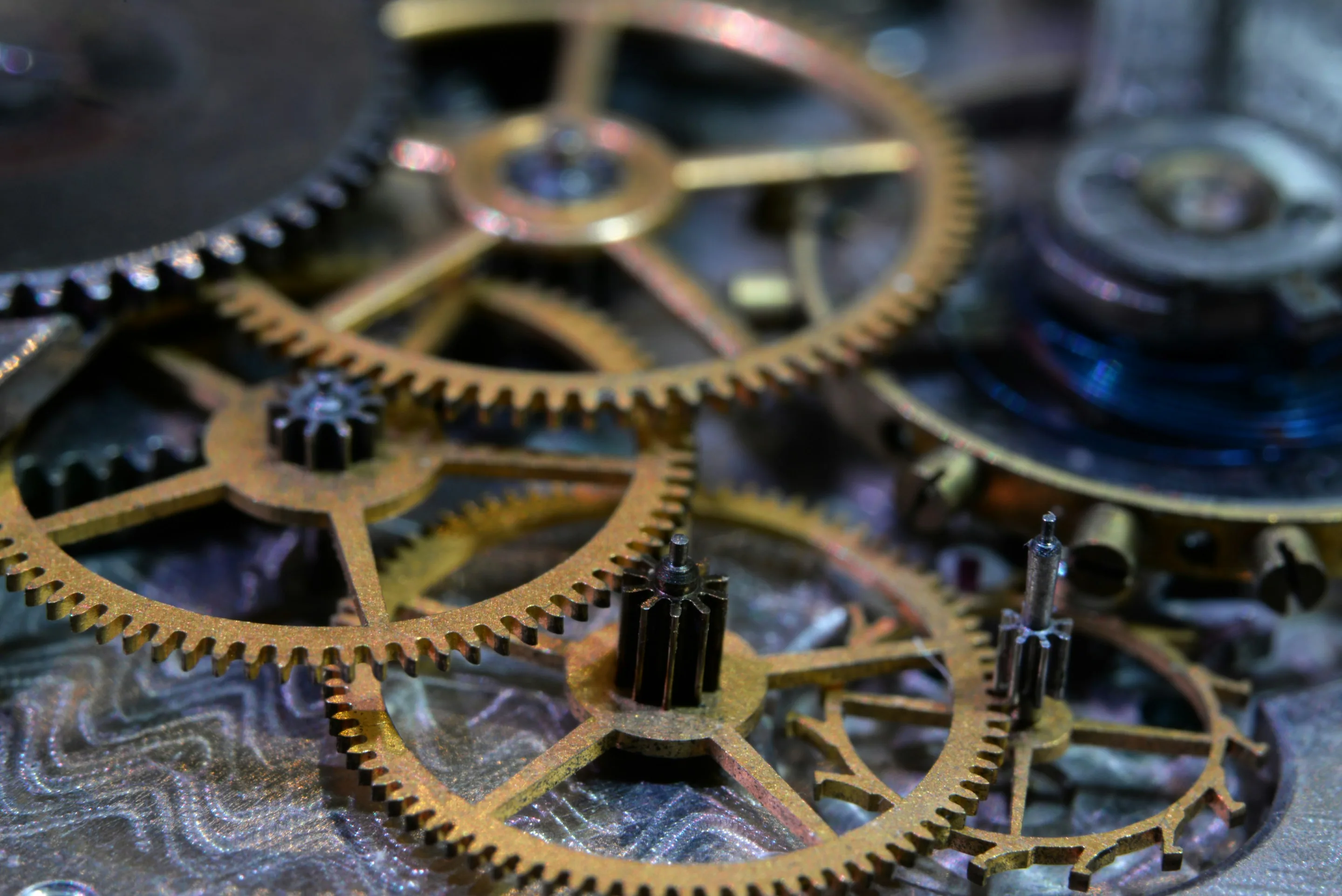 Close-up of a watch movement